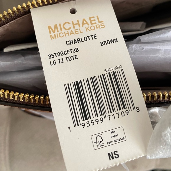 BRAND NEW⚡️Micheal Kors Charlotte Large Logo and Leather Top-Zip Tote Bag - Picture 8 of 9